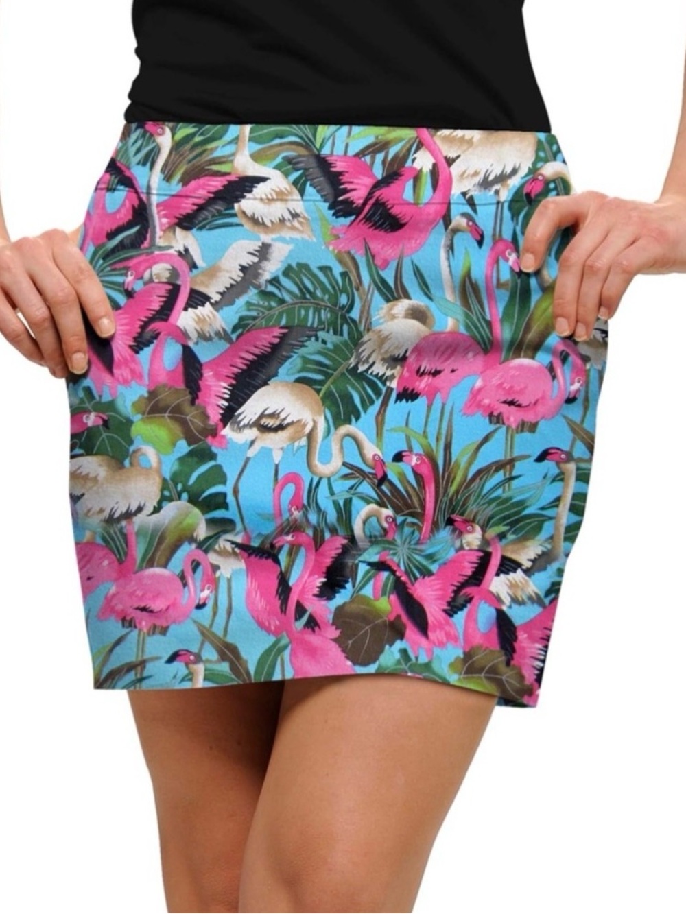 Loudmouth Flamingo Bird Print Blue Pink Golf Skort Size 2